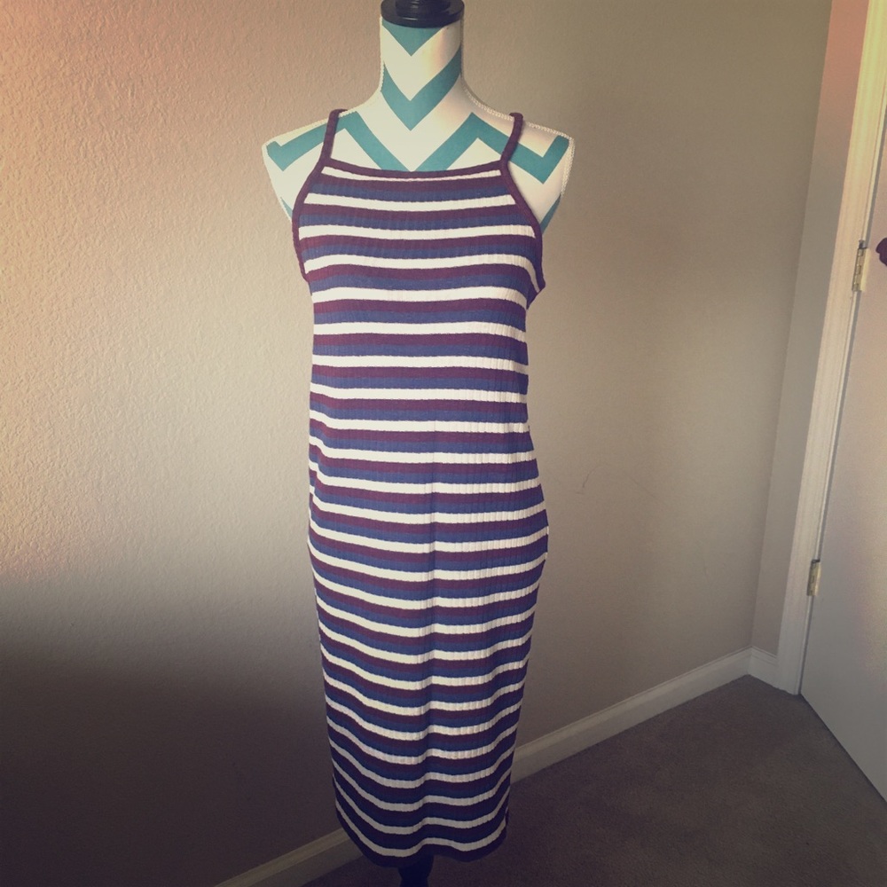 Striped knit midi dress